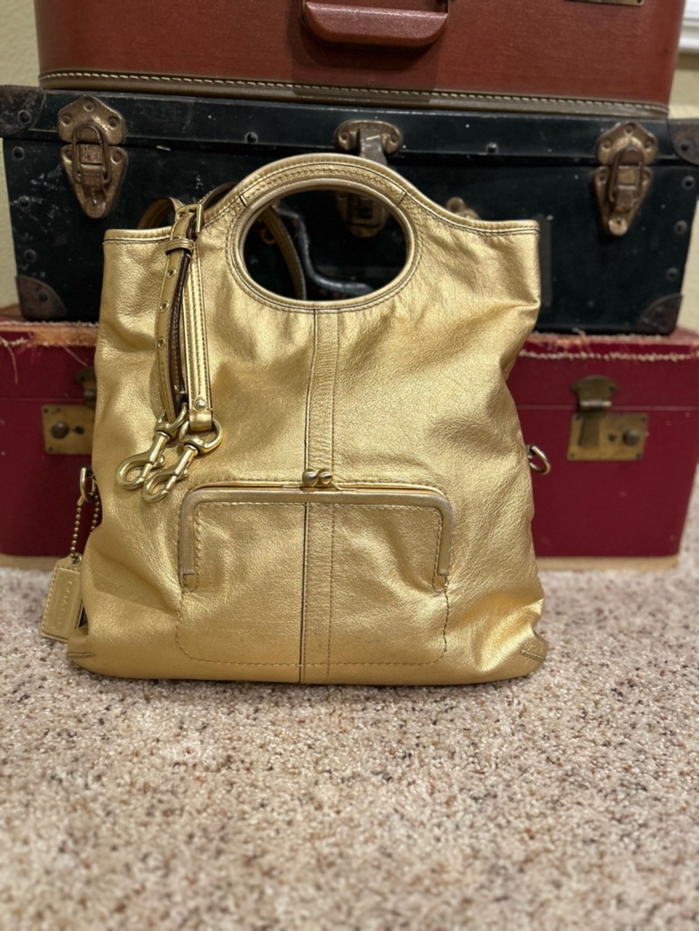 Coach Ergo Convertible Tote in Yellow Gold Metallic